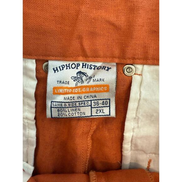 VINTAGE 90s | Platinum Hip Hop History Linen Baggy Shorts sz W36-40 XXL - Picture 2 of 11